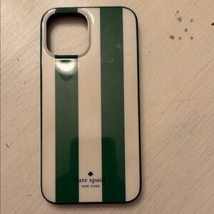 Kate Spade Forest Green and Cream Striped Phone Case for iPhone 13 Pro Max